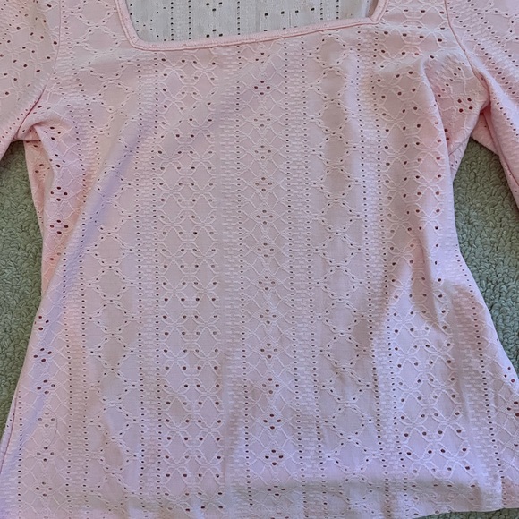 Pink pointelle pattern long sleeve top - Picture 2 of 2